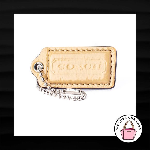 2" Medium COACH TAN PATENT LEATHER KEY FOB BAG CHARM KEYCHAIN HANGTAG TAG - Picture 1 of 1